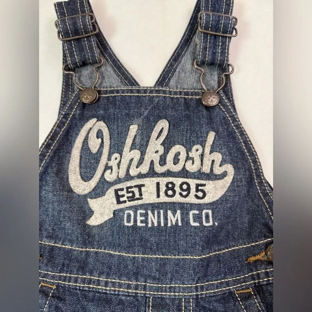 OSHKOSH B'GOSH Baby Dark Wash Carpenter Style Western World's Best Overalls 12M